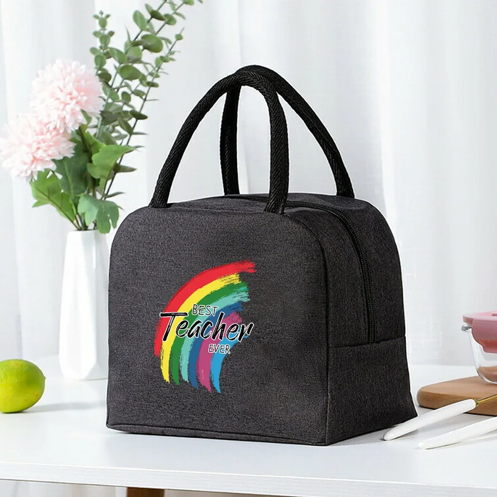 Insulated Lunch Bag  Zipper Cooler Tote Thermal Bag Lunch Box  Canvas Food Picnic Lunch Bags for Work Handbag Teacher Pattern