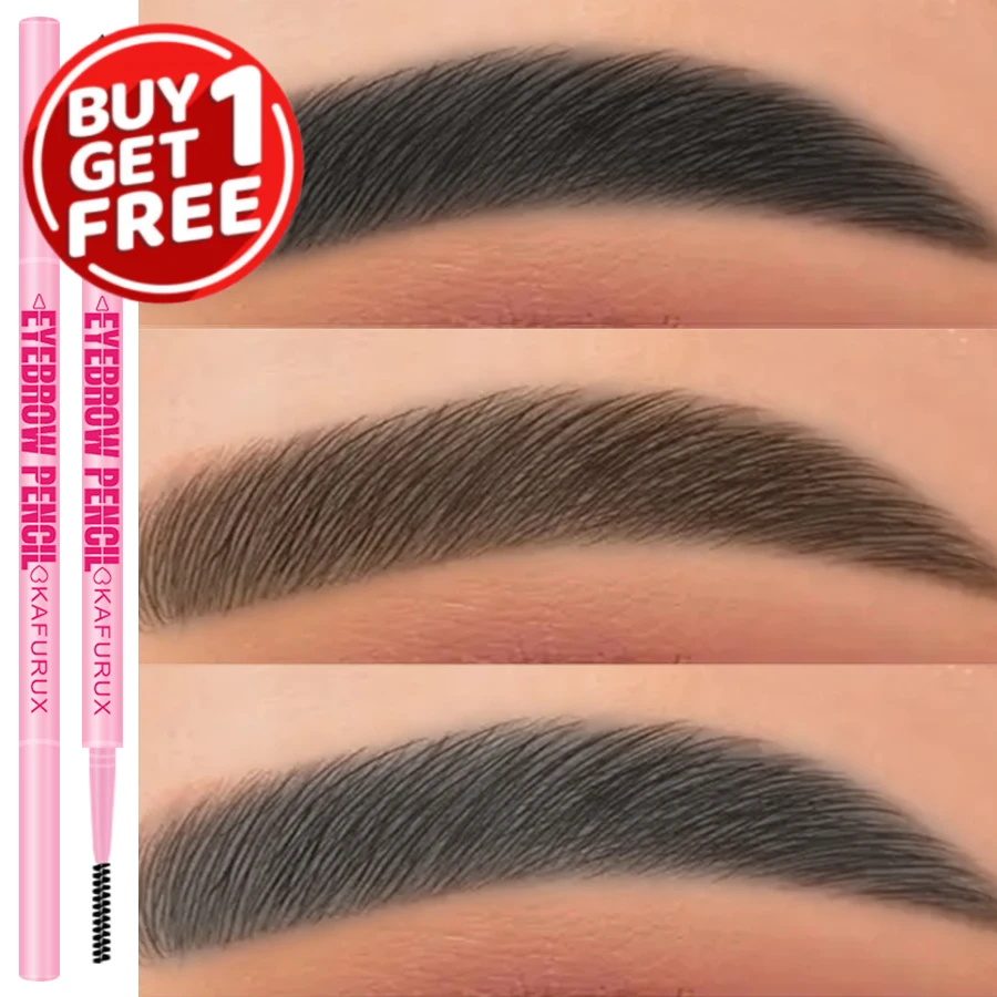 Matita per sopracciglia a doppia testa ultrafine a 6 colori Penna per sopracciglia marrone non sbavata impermeabile e di lunga durata con pennello Cosmetici 4