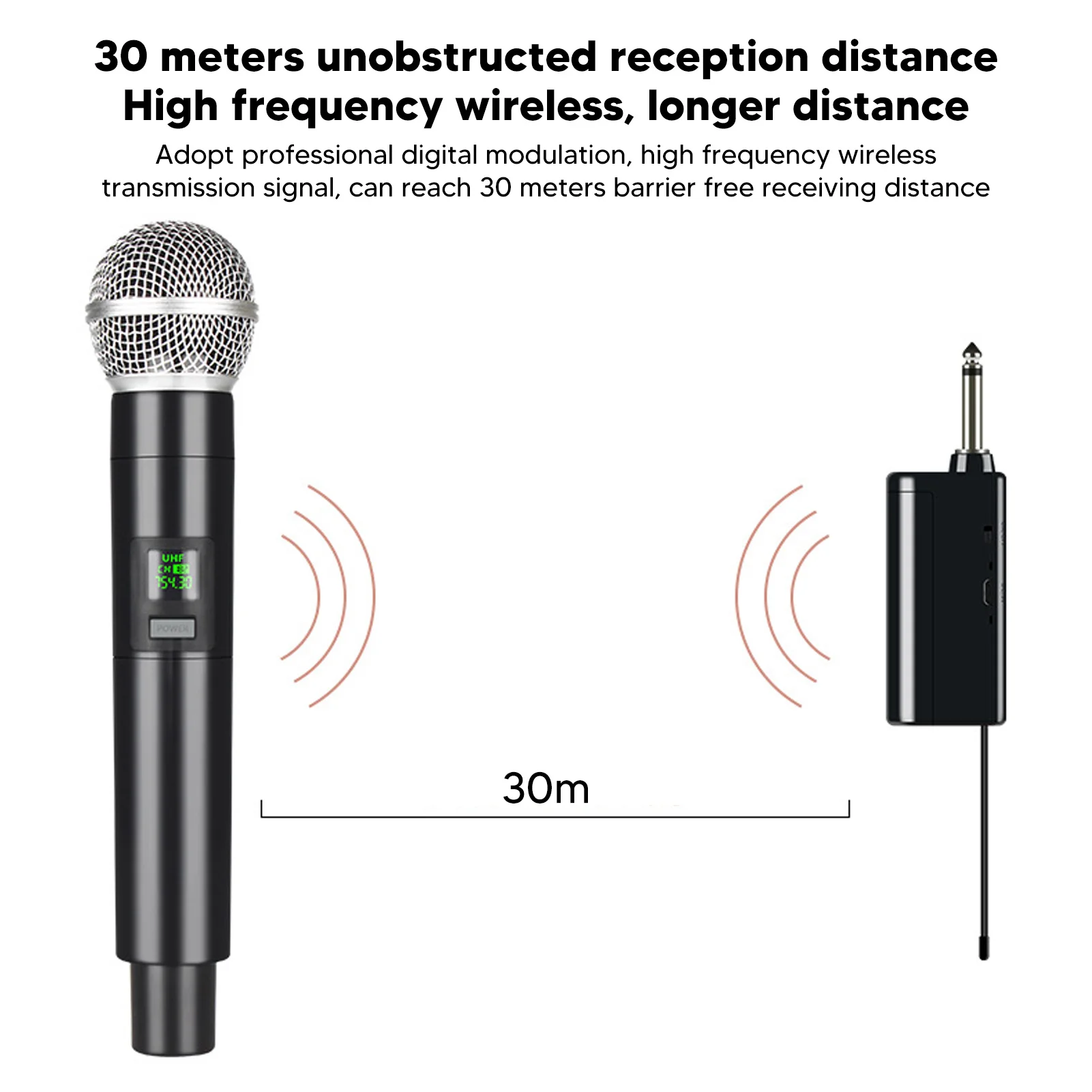 2Pcs Wireless Karaoke Mic HiFi Noise Canceling  Chip Wireless UHF Microphone Handheld USB Rechargeable for Karaoke Machine