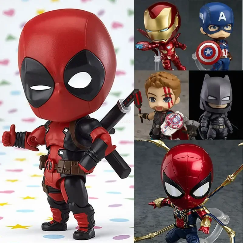 Q Version Clay Action Figure Avengers 4 Steel Spider-Man Hand Action Toy Deadpool Captain America Model Doll Home Decoration