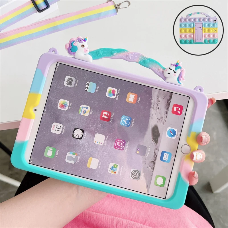 Cartoon Kids Silicone Stand Tablet Cover for 10.9-12.4 Inch Devices