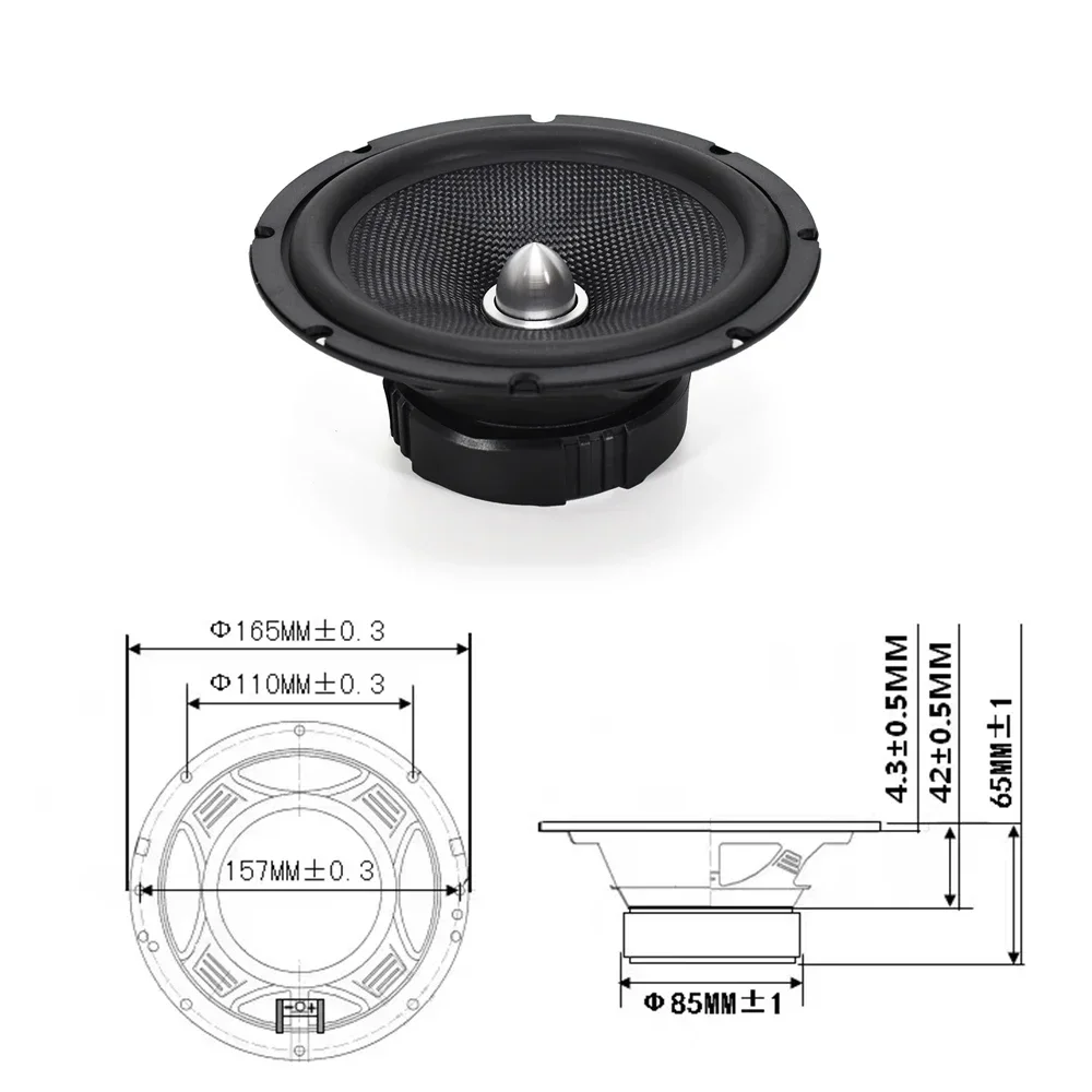 Creadvent 6.5 Inch Midrange Bass Speaker 4/8ohm 30/40W Braided Sound Cone Woofer DIY Home Theater HiFi Audio Bullet Loudspeaker