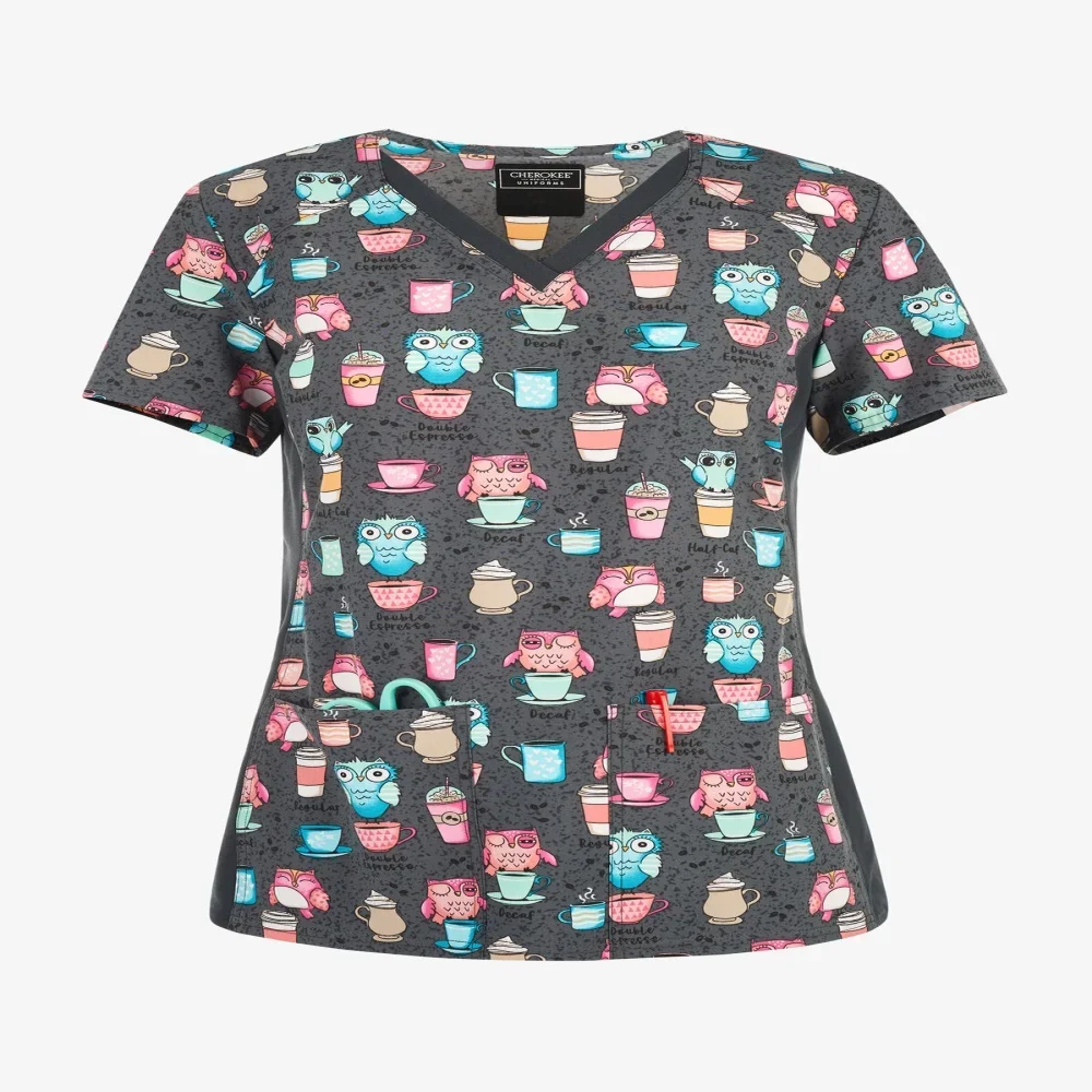 

Two-Pocket T-shirts for Women Fashion V-neck Female Tops Cartoon Style Women's Clothing with Free Shipping New Casual T-shirts