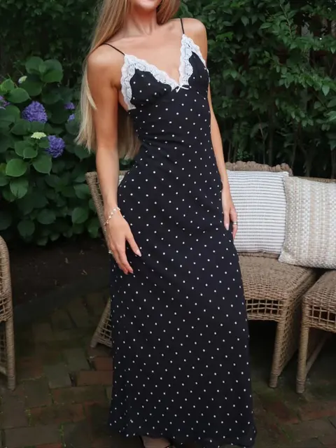 Tossy-Robe longue en dentelle, col en v, patchwork, dos nu, taille haute, slim, spaghetti, pour les abonnés, tenue de soirée, printemps 3 Tossy-Robe longue en dentelle, col en v, patchwork, dos nu, taille haute, slim, spaghetti, pour les abonnés, tenue de soirée, printemps 3