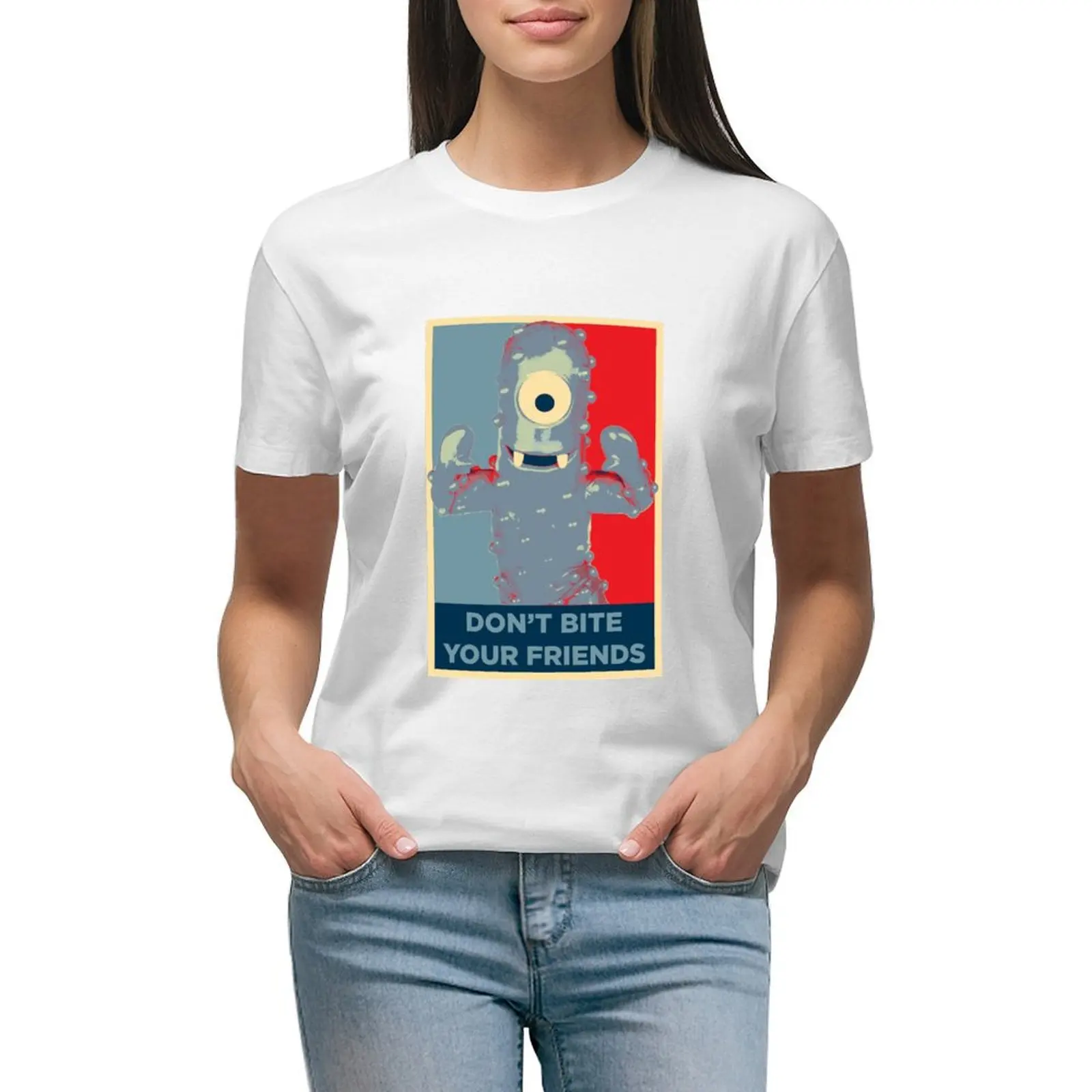 

Muno says Don't Bite Your Friends T-shirt funny kawaii clothes Women t-shirts