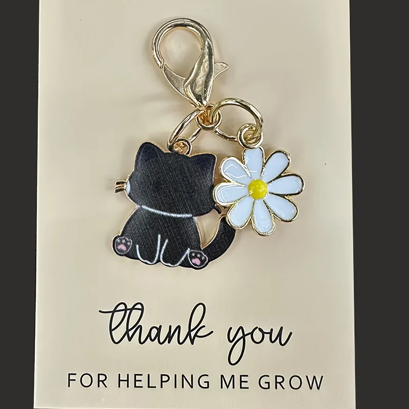 7-teiliges Katzen-Schlüsselanhänger-Set mit Inspirationskarte „Danke“, modisches Schlüssel- und Taschenaccessoire – ein besonderes Geschenk für Familie und Freunde – Detail 6