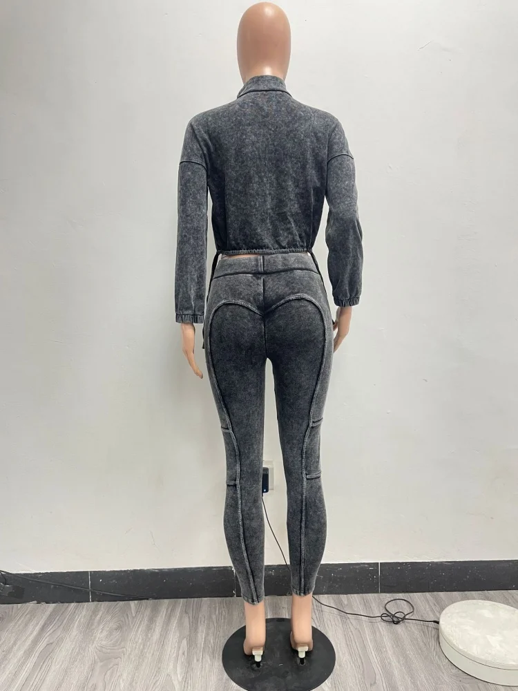 Wmstar Two Piece Sets Wholesale Casual Pants Sets Zipper Stretch Top and Trousers Matching Tracking Suit Drop Shopping 2025