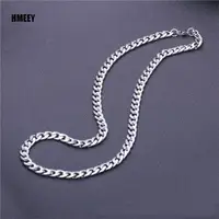 Hmeey – collier chaîne en acier inoxydable, Long Hip Hop pour femmes et hommes sur le cou, bijoux à la mode, accessoires cadeaux, ras du cou couleur argent 5
