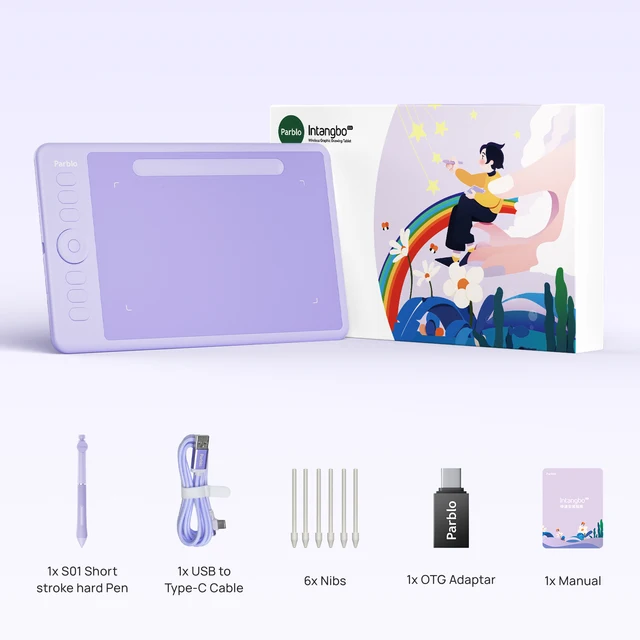 Parblo Intangbo SW Wireless Drawing Tablet, 7x4 inch Digital Graphics Tablets 16384 Pressure Compatible with Windows/Mac/Android 6
