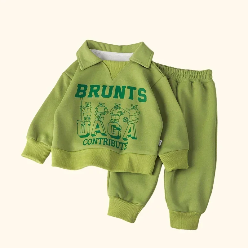 Children Clothes Sets Autumn Winter Polo Sweatshirt+Pants Sport Suits for Kids Boys Girls Warm Tracksuits Kids Clothing 4