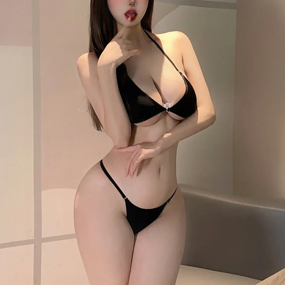 Women's Pure Desire Style Bikini Sexy V-neck Strap Hollow Swimsuit Sexy Set Pure Desire Sheer Cover Up