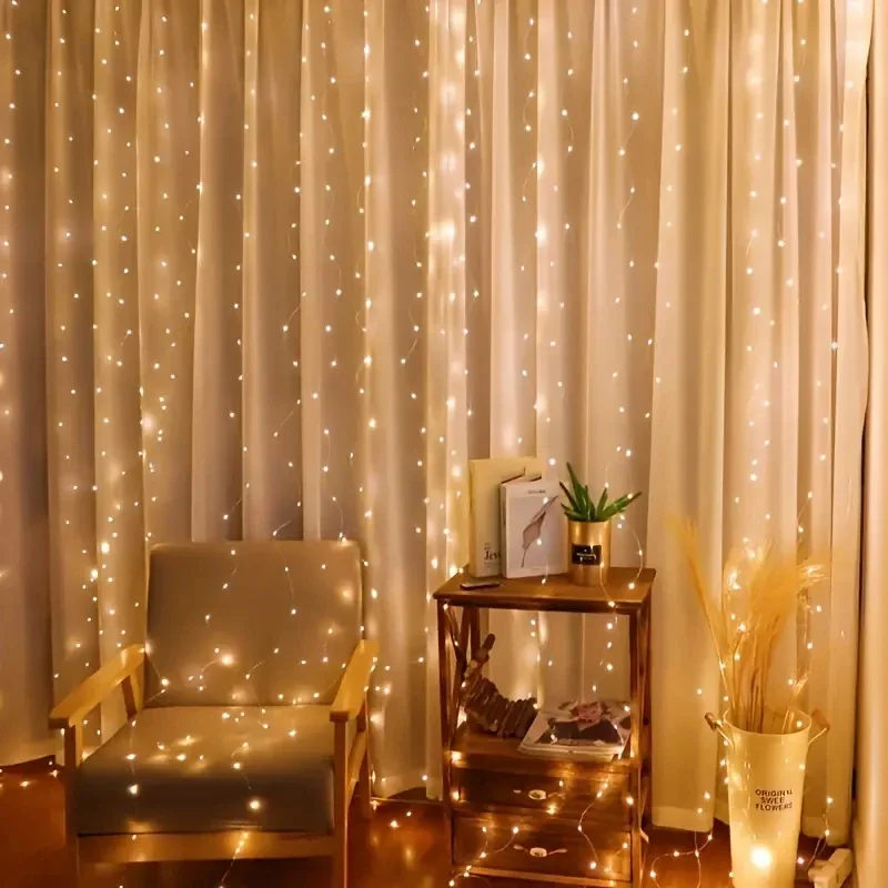 Description Picture 2 of item3/4/6M USB Curtain Fairy Light String Christmas Decoration Garland Wedding Party Holiday Halloween Home Bedroom 8 Mode LED Light