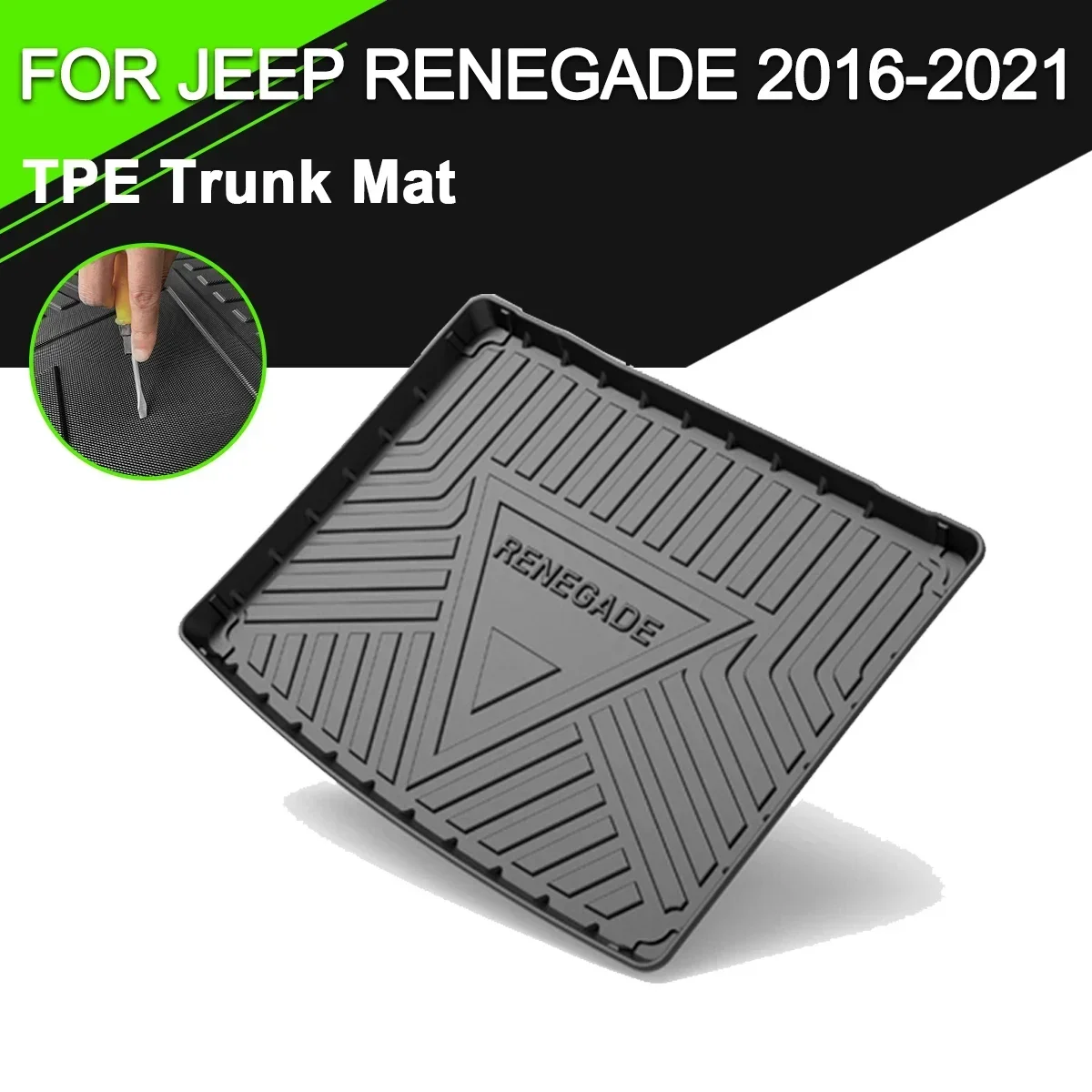 

Коврик для багажника автомобиля Jeep Renegade 2016-2021, водонепроницаемый Нескользящий Резиновый коврик для груза, аксессуары
