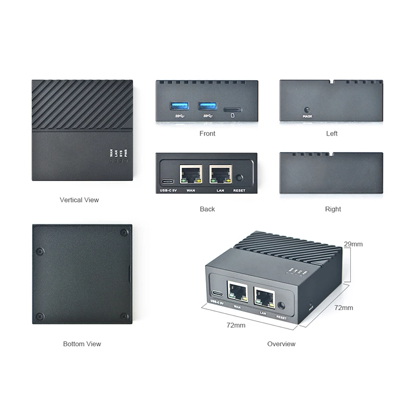 RealQvol Friendly Nanopi R4SE, 4GB 32GB eMMC  Gbps ̴ Ʈ , Openwrt  Ĩ RK3399  ν