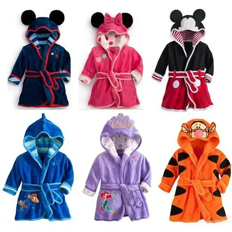 Child Bathrobe Boys and Girls Cartoon Home Nightgown Flower Girl Robe Sleepwear