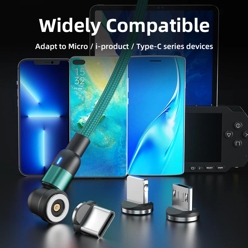 Universal 540° Rotating Magnetic USB Type C Charging & Data Sync Cable - 2.4A