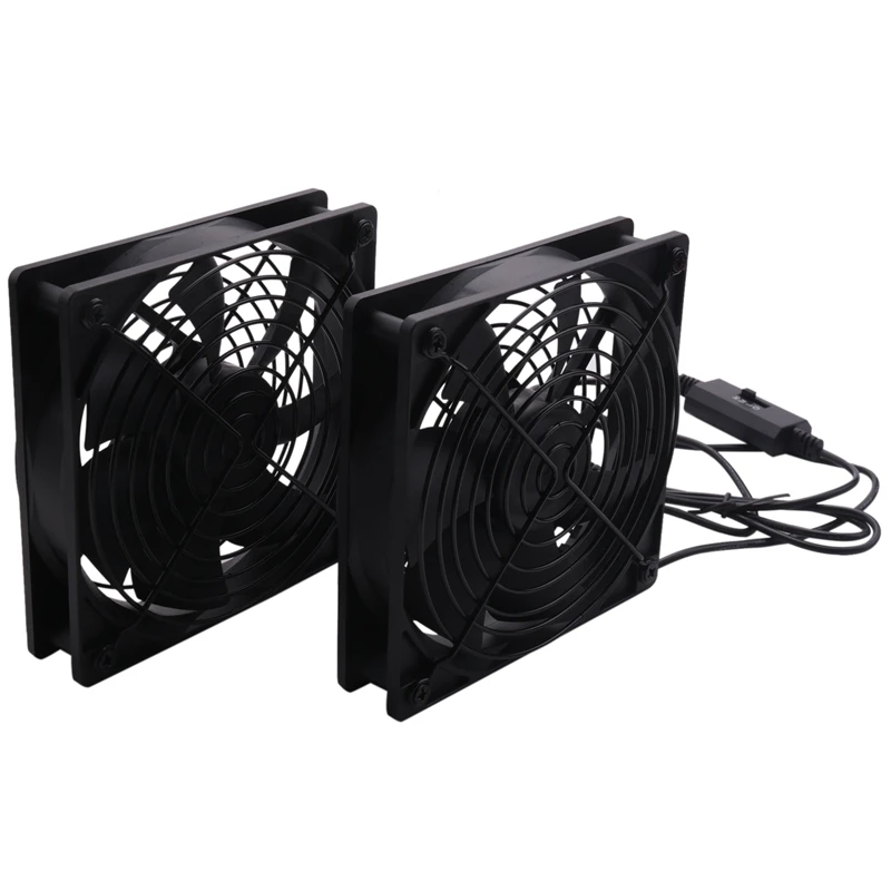 Dual 120mm 5v Usb Powered Pc Router Fans With Speed Controller High