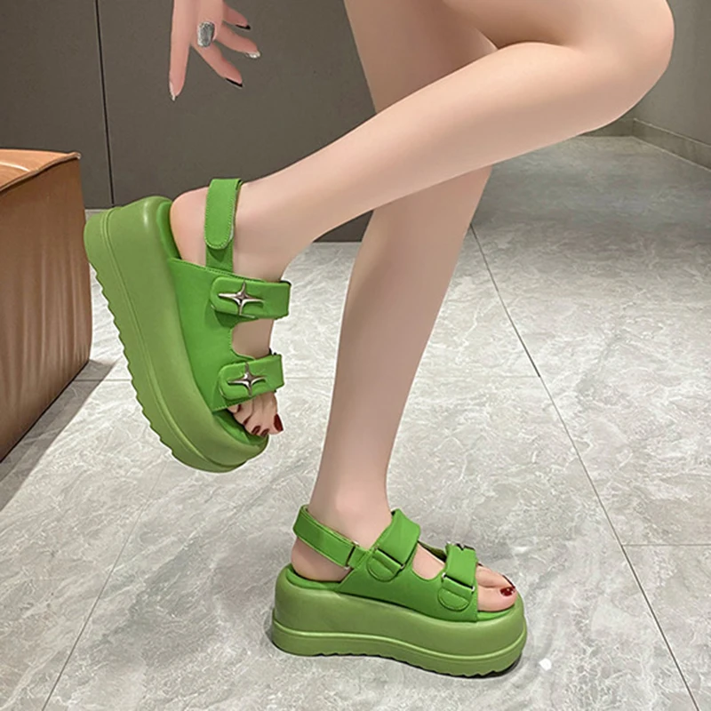 Summer Women 7.5cm Women Leisure Chunky Platform Sandals Casual Sandals Adult Casual Beach Shoes Female Jelly Shoes Szie 35-40