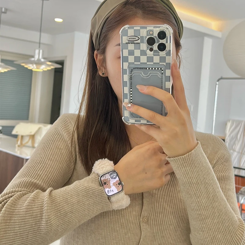 Straps for Apple Watch Band Series 7 SE 654321 38mm 40mm 42mm 44mm 41mm 45mm to iwatch Ladies hair elasticity Watchband Bracelet