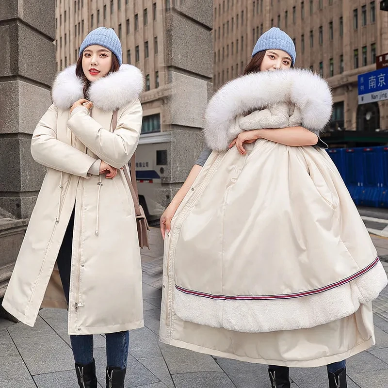 

Women's Parkas Coat 2023 New Women Winter Jacket Korean Big Fur Collar Cotton Coat Warm Thickened Cotton Padded Coat Winter Coat