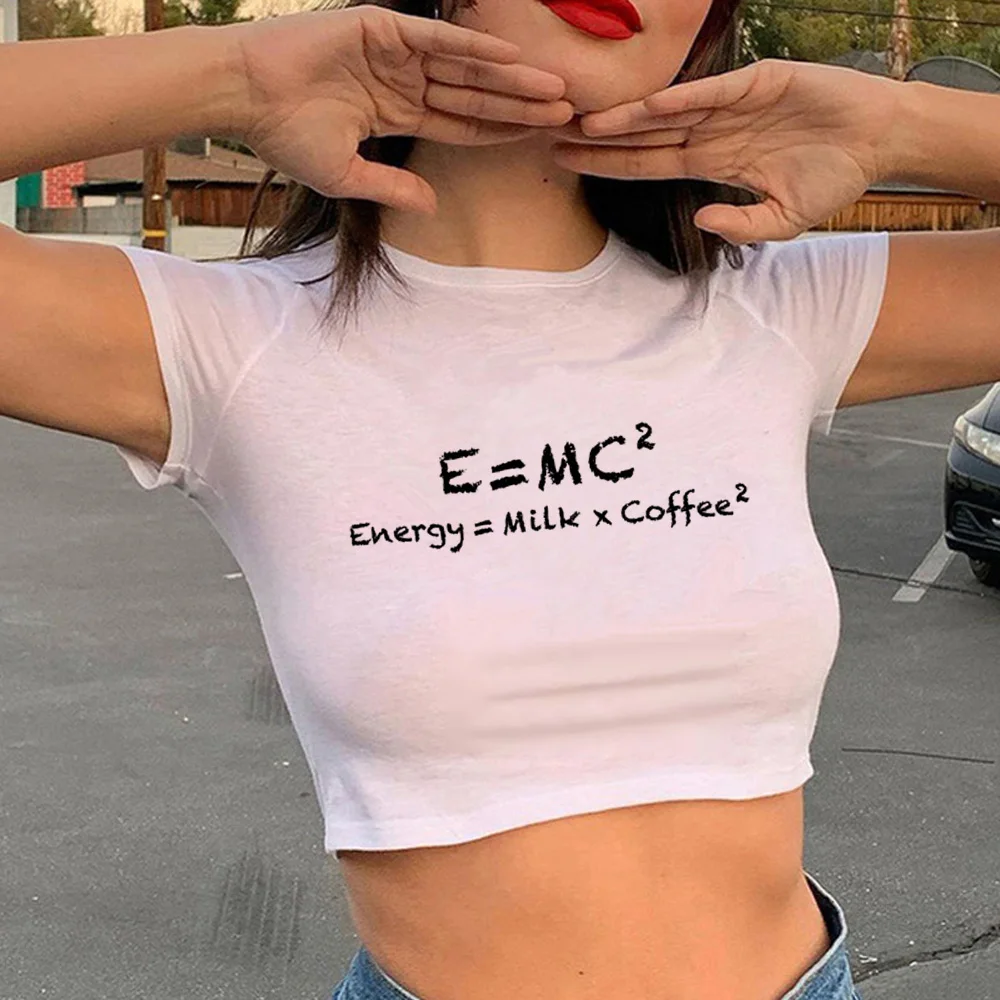 

Energy=milk+coffee Printing t shirt women funny top female funny clothes