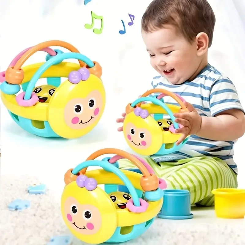 Baby Rattle Games Sensory Toys for Babies 0 12 Months 1 Years Rotating Ball Grasping Activity Development Silicone Teething Toys 5