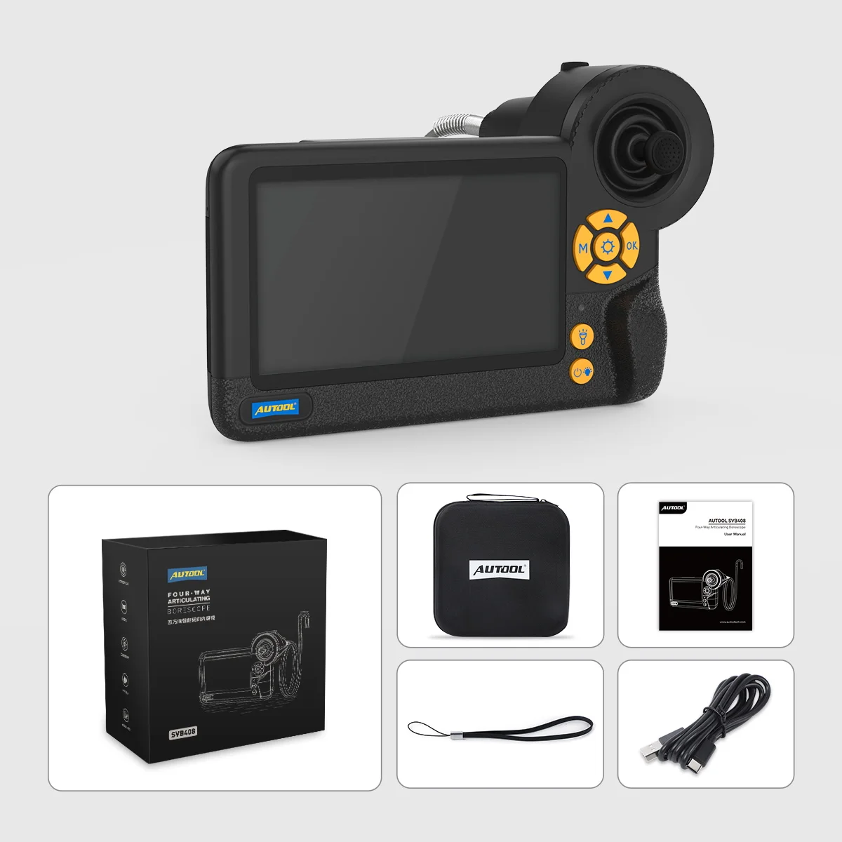 AUTOOL SVB408 3.9mm 자동차 산업용 내시경 4방향 조절 가능 내시경 차량 검사 도구