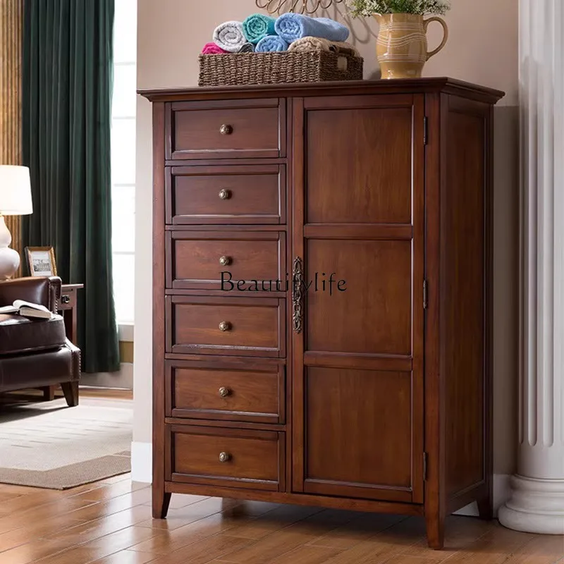 

Chest of Six Drawers Solid Wood Functional Storage American Room Locker