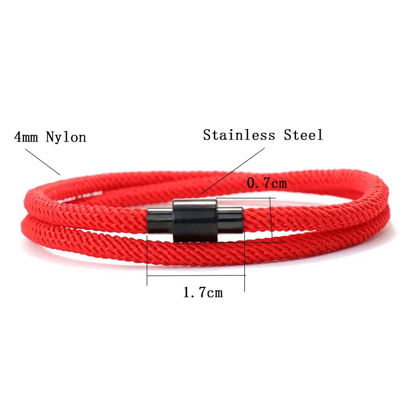 Stainless Steel Magnet Buckle Double Layer Cord Chain Bracelet
