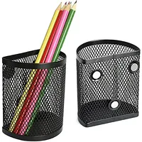 2/4/6 Pcs Magnetic Pencil Holder, Black Semicircle Metal Mesh Locker Organizer, Suitable For School, Work, Home Desktop Supplies 1