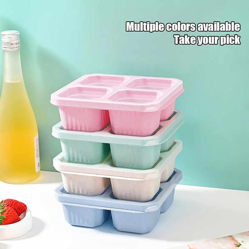 4 Grid Snack Containers Reusable Meal Prep Lunch Containers Portable For Kids And Adults Home Snack Storage Bottles Kitchen Tool