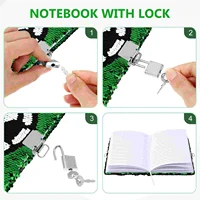 Sequin Notebook Reversible Football Pattern Notebook with Lock and Keys Diary Journal Travel Notebook Diary for Kids and Adults 2