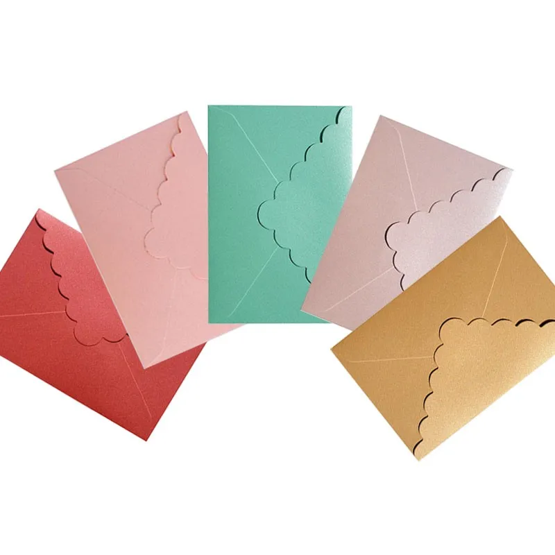 Window Envelopes Kraft Paper Envelopes Mailing Envelopes Mini Envelopes 10Pcs Gift Window Envelope Letter Wavy Pearly Triangle Wedding Invitations Stationary Party ceremony gift 11*16cm