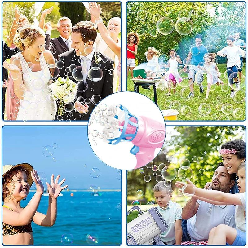 Soap Bubbles Bubble Gun Blowing Machine Automatic Toys Summer Outdoor Party Play Toy For Kids Boys Birthday Children's Day Gifts 6