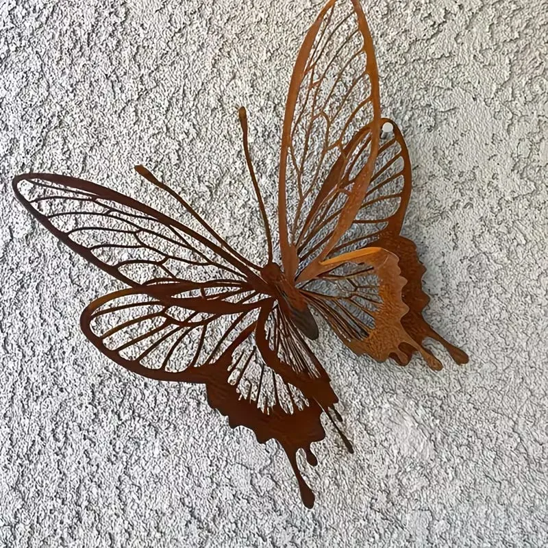 Rustic Open-Wing Metal Butterfly Sculpture for Garden and Home Decor