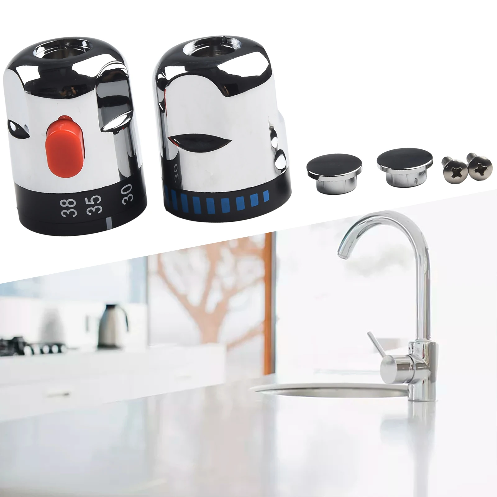 Thermostatic mixing valve Faucet valve Faucet handle 1 Pair Thermostatic Valve Core Intelligent On Off Control Handles For Bath Shower Mixer Taps Solar Thermostatic Valve Head
