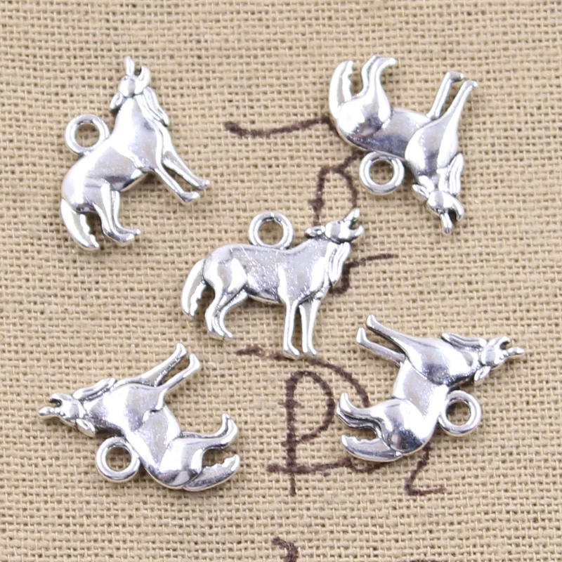 30 Stück Charms brüllender Wolf 15x17mm Antik Silber Farbe Anhänger DIY Halskette Handwerk machen Erkenntnisse handgemachte tibetische Schmuck