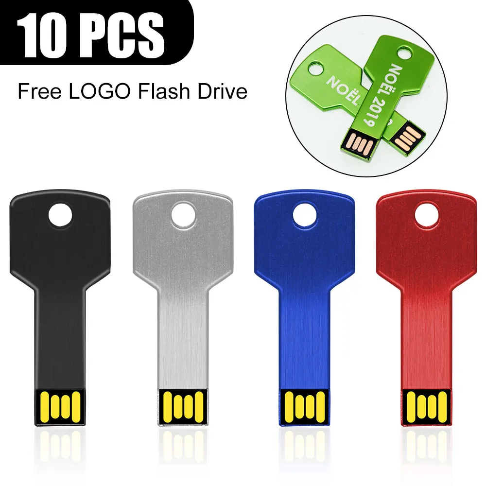 

10pcs key usb flash drive 4GB 8GB metal pen drive 128GB memory stick 32GB 64GB waterproof pendrive u stick gift