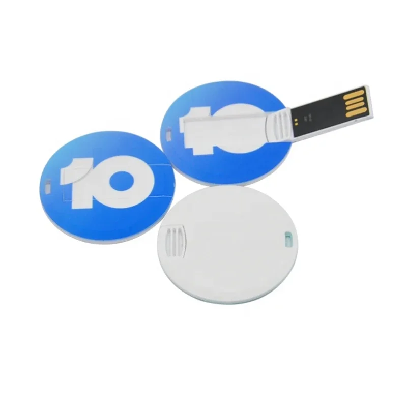 10개/몫 고속 USB 명함 플래시 드라이브 8GB 데이터 전송 회사 선물용 로고 인쇄가 가능한 미니 원형 USB