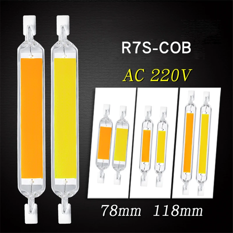 

R7S LED Bulb 78mm 118mm 5W 8W 10W 20W R7S Spotlight 220V COB Lamp Glass Tube Replace 30W 50W 100W Halogen Light