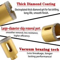 M10 tige de filetage 6-68mm scie cloche pour carrelage de marbre brasé sous vide diamant foret pour granit porcelaine brique foret outil 5