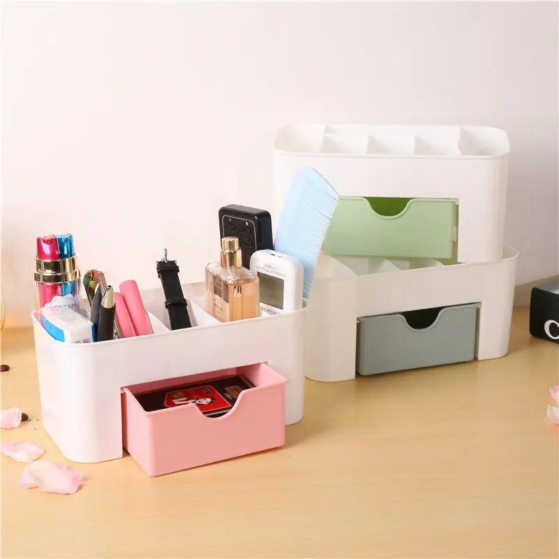 Makeup Storage Box Jewelry Cosmetics Drawer Style Plastic Office Desktop Dressing Table Lipstick Sorting Shelf