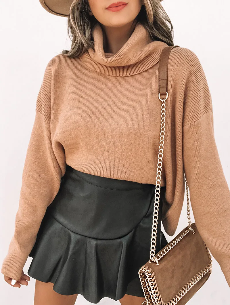 Women Faux Leather High Waist Skirt Image 3