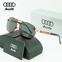 AUDI Luxury Red Gold Polarized Sunglasses Men Designer Driving Sun Glasses Male Pilot Goggles UV400 Eyewear Oculos De Sol