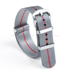 Braided Nylon Universal Watch Band Bracelet - Sport Wristband in Multiple Sizes - 18mm (Gray red)