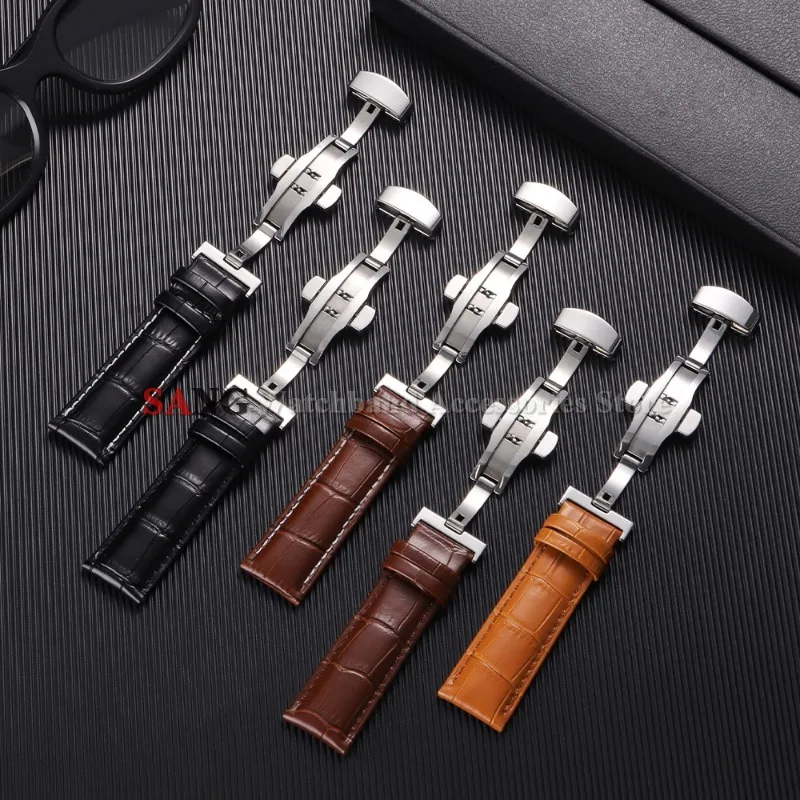 Butterfly Clasp Universal Leather Watchband Replacement Strap