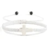 Bracelet en corde tressée fait main, turquoise naturelle, croix de Jésus, bracelet réglable pour homme, femme, couple, bijoux religieux porte-bonheur, cadeau