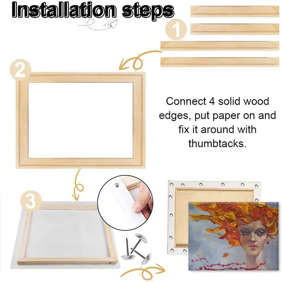 DIY Wood Stretcher Bars for Canvas Solid Wood Canvas Frame Kit Easy to Assemble for Gallery Wrap Oil Painting Wall Art Posters Customized Wooden