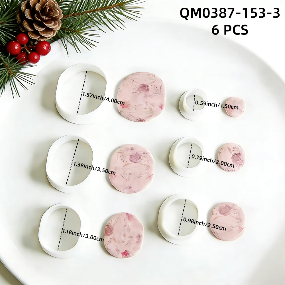6-teiliges Set Geometrische Weiche Keramik-Ohrringformen Kreis/Quadrat/Oval Tonanhänger-Schneidformen Set Weiche Töpferei Polymer-Ton-Schneidewerkzeuge – Detail 4