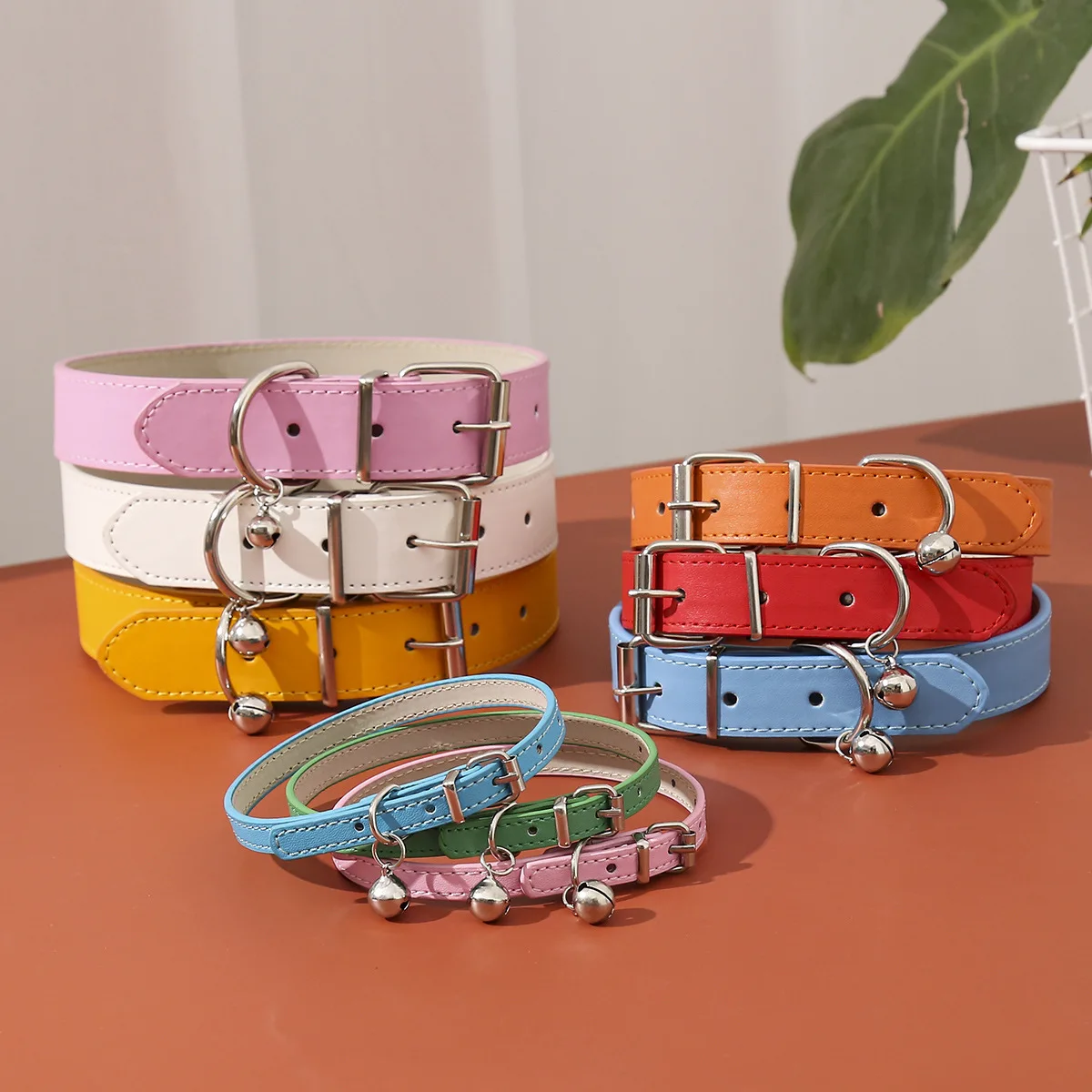

Japanese Style Pet Collar Dog PU Leather Collar Adjustable With Bell Cute Cat Collar Puppy Collar Dog Accessories Dog Collar